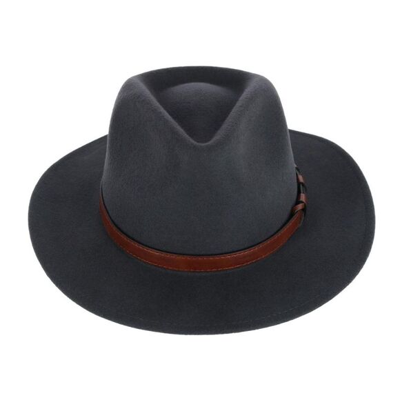Kenny K Unisex Australian Wool Fedora with Leather Hatband - Picture 2 of 4